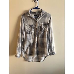 White and blue/gray plaid flannel Urban Outfitters